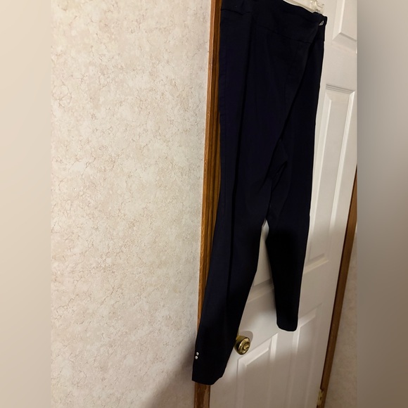 Stylish Women's Navy Cropped Pants with gem/rhinestone embroidery on ankles. - Picture 5 of 5